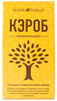 Кэроб необжаренный (порошок плодов рожкового дерева), Royal Forest, Транскэроб, 100г