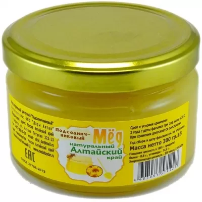 Мед Подсолнечниковый натуральный, Дары Алтая, 300г  