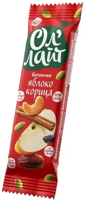 Батончик фруктово-ореховый Яблоко и Корица, ОлЛайт, 30г 