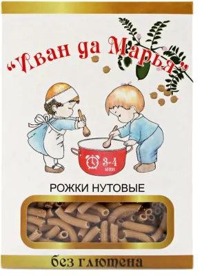 Макароны рожки нутовые (без глютена), Иван да Марья, 400 г