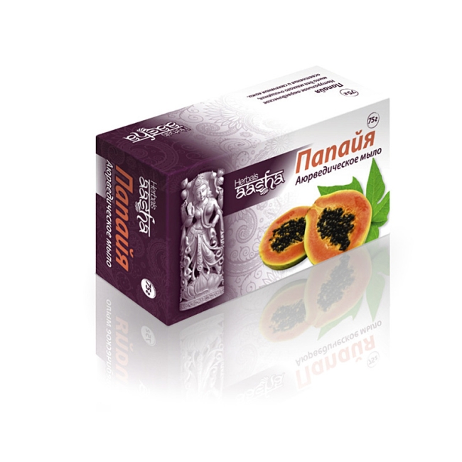Мыло аюрведическое Папайя, Aasha Herbals, 75г Мыло аюрведическое Папайя, Aasha Herbals, 75г