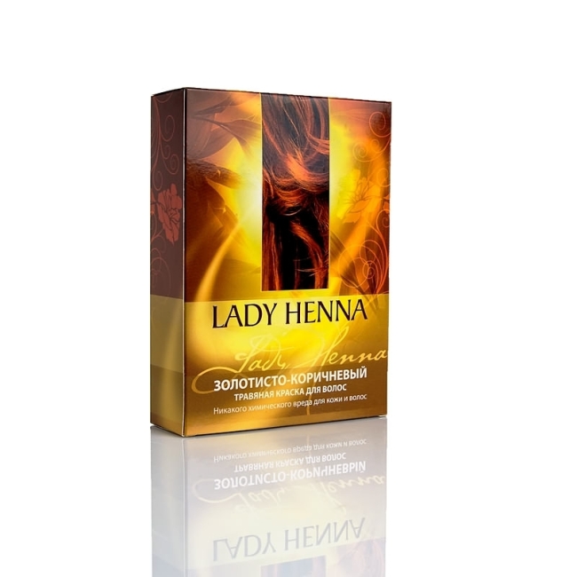 Золотисто-коричневый - натуральная краска для волос LADY HENNA 2х50 г Золотисто-коричневый - натуральная краска для волос LADY HENNA 2х50 г