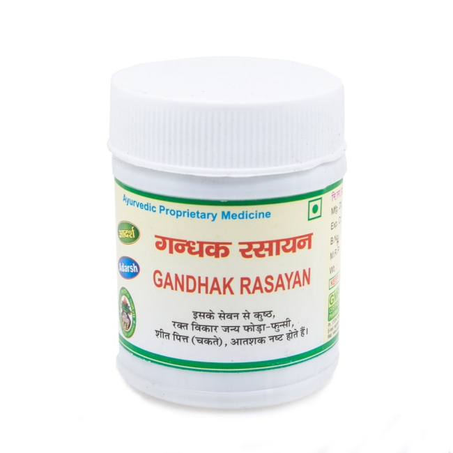 Гандхак Расаян (Gandhak Rasayan) Adarsh, таб. 40г Гандхак Расаян (Gandhak Rasayan) Adarsh, таб. 40г