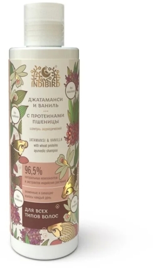 Джатаманси и Ваниль, шампунь аюрведический, без сульфатов (Jatamansi Vanilla Ayurvedic shampoo), Indibird, 250мл  