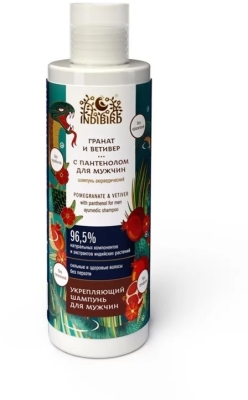 Гранат и Ветивер, шампунь аюрведический для мужчин, без сульфатов (Pomegranate Vetiver Ayurvedic shampoo), Indibird, 250мл  