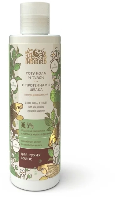 Готу кола и Тулси, шампунь аюрведический, без сульфатов (Gotu Kola Tulsi Ayurvedic shampoo), Indibird, 250мл Готу кола и Тулси, шампунь аюрведический, без сульфатов (Gotu Kola Tulsi Ayurvedic shampoo), Indibird, 250мл