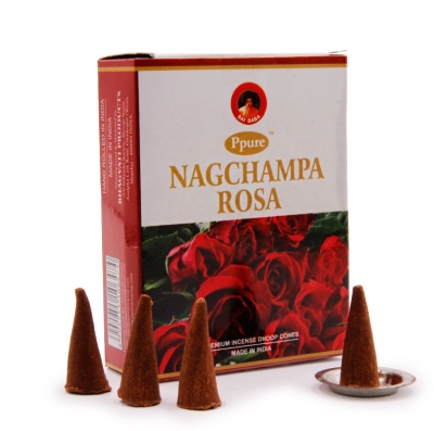 Благовония НагЧампа Роза конусы (cones NagChampa Rose ) PPURE, 15 г