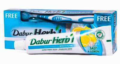 Зубная паста Соль и Лимон + щетка (Herb'l Salt Lemon Toothpaste), Dabur, 150г