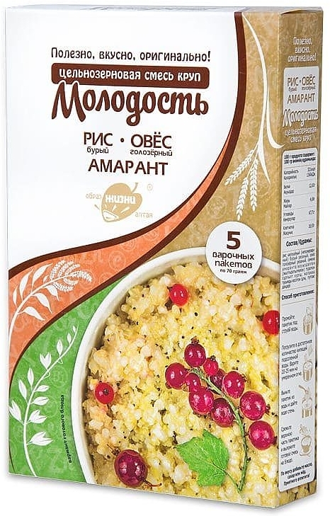 Цельнозерновая смесь круп "Молодость", Образ жизни Алтая, 5х70г Цельнозерновая смесь круп "Молодость", Образ жизни Алтая, 5х70г