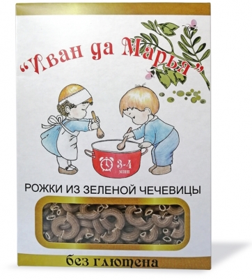 Макароны рожки из зеленой чечевицы (без глютена), Иван да Марья, 400 г