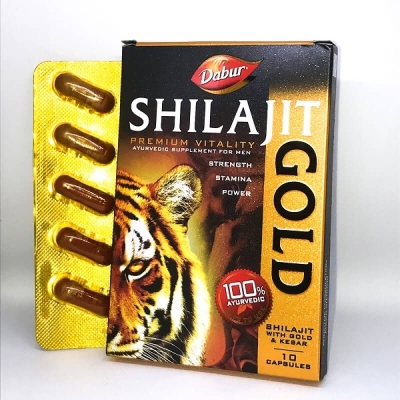 Шиладжит Голд Дабур (Shilajit Gold Dabur) с золотом и шафраном, 10 капс.
