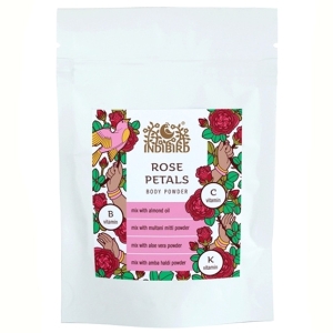 Лепестки Дамасской розы, порошок для лица и тела (Rose Petals Body Powder), Indibird, 50г