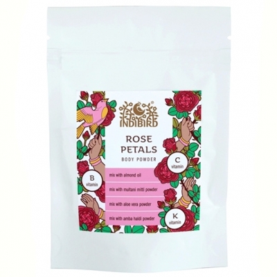 Порошок для лица и тела Лепестки Дамасской розы (Rose Petals Body Powder) Indibird, 50г/1 кг