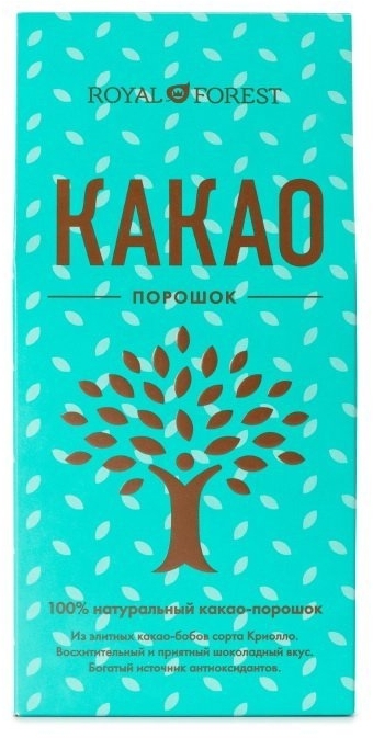 Какао-порошок, 100% натуральный, Royal Forest, Транскэроб, 100/200 г