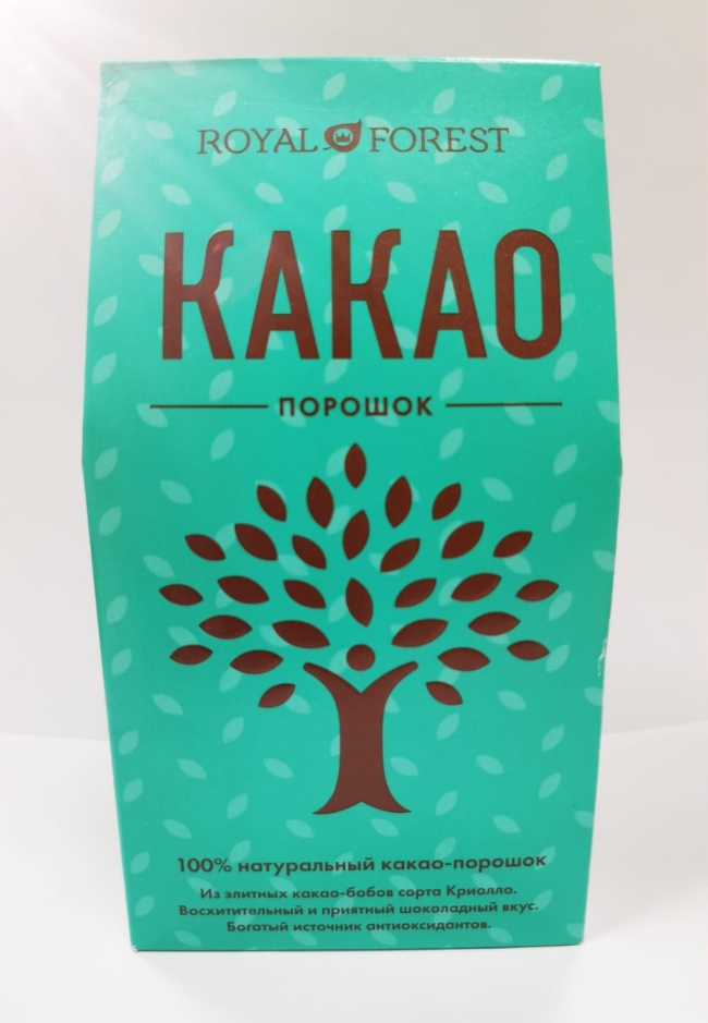 Какао-порошок, 100% натуральный, Royal Forest, Транскэроб, 100/200 г