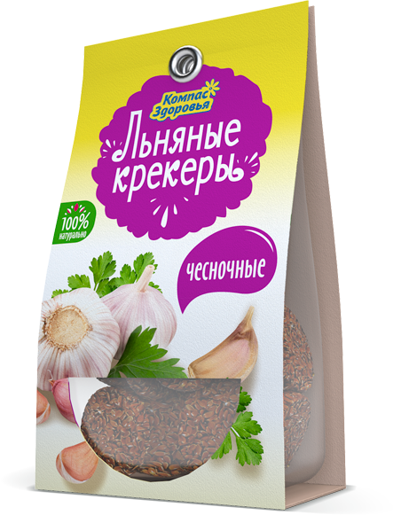 Крекеры льняные с чесноком, Компас Здоровья, 50г 