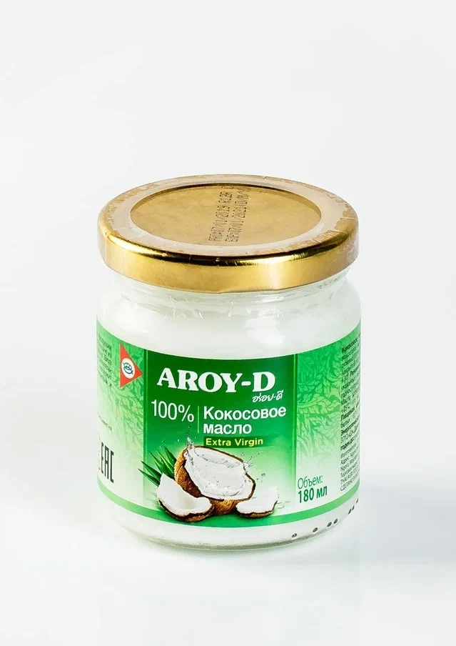 Кокосовое масло, первый холодный отжим, 100% (Extra Virgin), Aroy-D, 180мл/450мл Кокосовое масло, первый холодный отжим, 100% (Extra Virgin), Aroy-D, 180мл/450мл