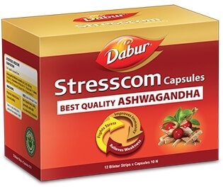 Стресском Ашваганда (Stresscom Ashwagandha) Dabur, 10/120 капсул
