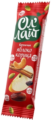 Батончик фруктово-ореховый Яблоко и Корица, ОлЛайт, 30г 