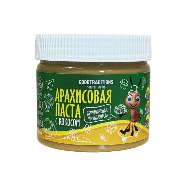 Арахисовая паста с кокосом, детская серия, Добрые традиции, 300г