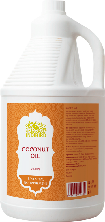 Кокосовое масло, холодный отжим (Coconut Oil Virgin) Indibird, 150мл/5л