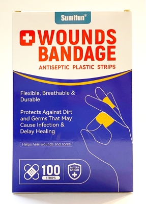 Вундс (Wounds Bandage Antiseptic Plastic Strips Sumifun) антисептический пластырь , 100 шт  