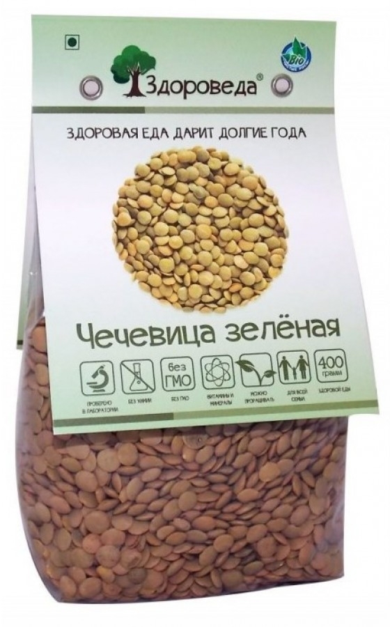 Чечевица зелёная, Здороведа, 400г Чечевица зелёная, Здороведа, 400г