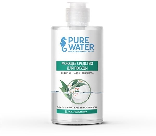 Средство для посуды с эфирным маслом эвкалипта, Pure Water, 450 мл Средство для посуды с эфирным маслом эвкалипта, Pure Water, 450 мл