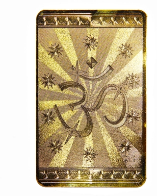 Янтра Знак ОМ, металл под золото, размер 5х8 см