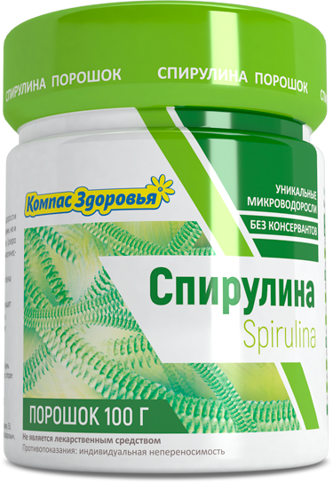 Спирулина, Компас здоровья, порошок, 100 г Спирулина, Компас здоровья, порошок, 100 г